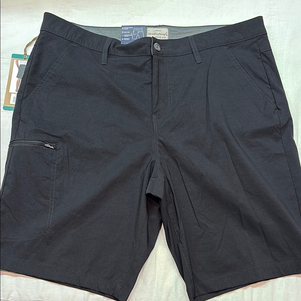 NWT Weatherproof Black Packable Hybrid Trail Shorts Quick Dry‎ Stretch 10.5"